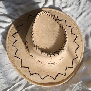 Western Cowboy Hat Tan Black Stitch Detail